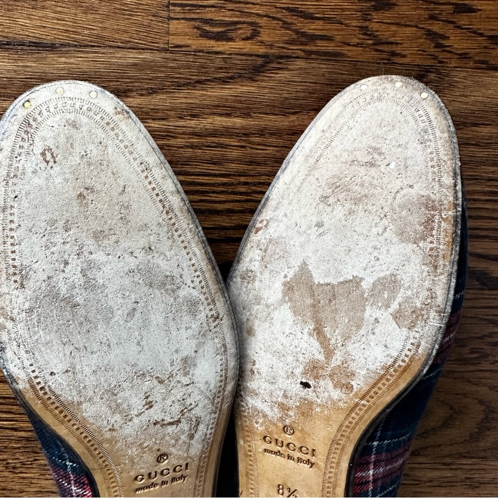 Authentic Men’s Gucci Jordaan Tartan Red & Blue Loafers - Picture 10 of 12